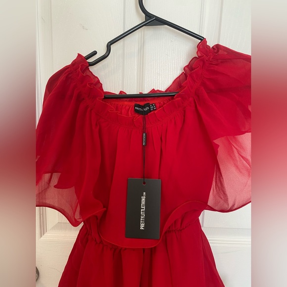 PLT Red Chiffon Ruffle Dress - Picture 5 of 8